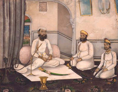 Thakur Sahab Samadr Karanji met Kabraji Mukandra Karanji Sahab en Bhao Raj Cha, ca. 1875 door Laxmi Narayan